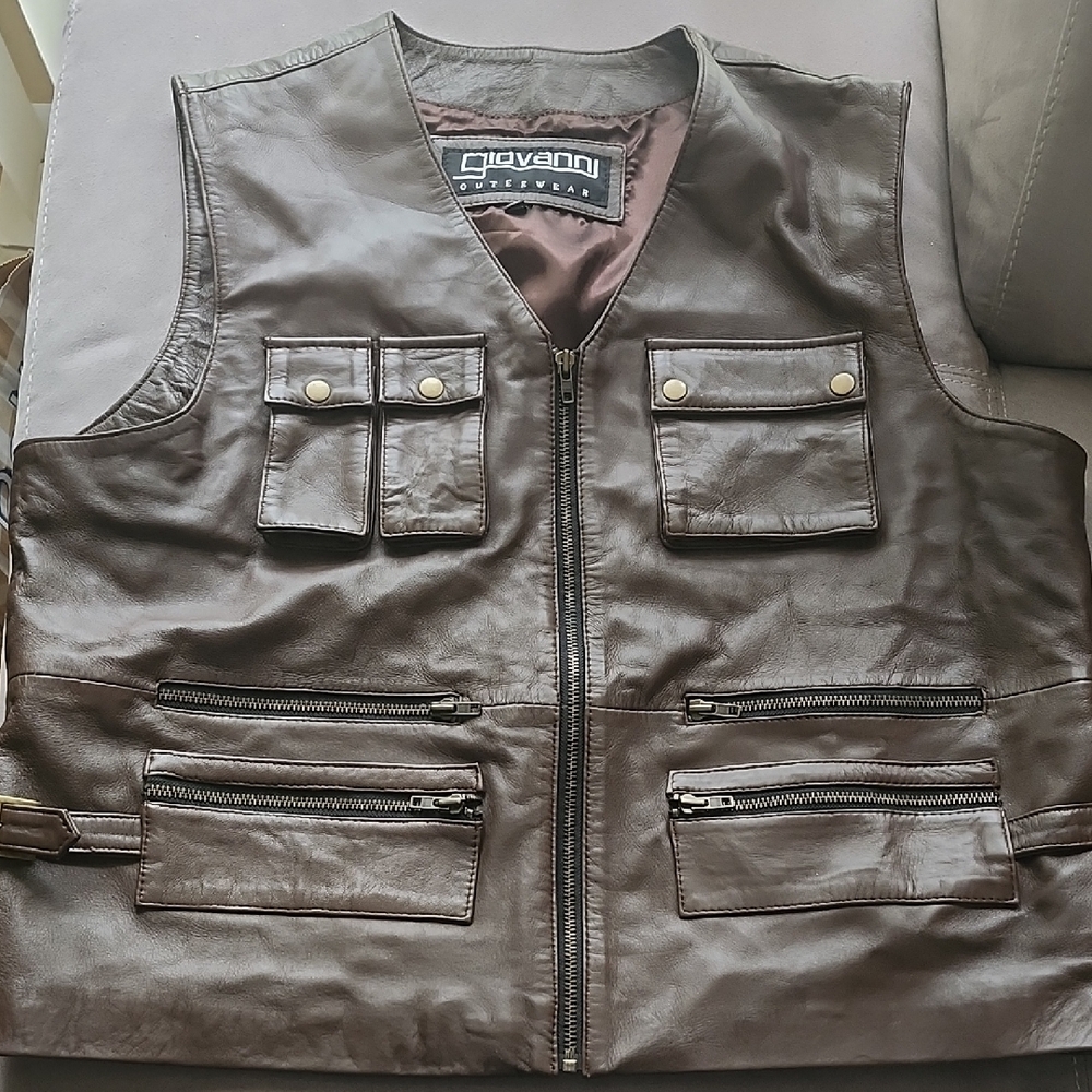 Giovanni Brown Leather Jacket